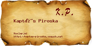 Kaptás Piroska névjegykártya